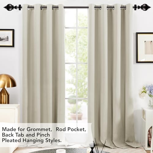 Deconovo Adjustable Curtain Rod for Windows, 3/4 Inch Diameter Heavy Duty Window Rod with Decorative Finials and Installation Hardware, 48"-84", Black, 1 Pack