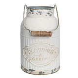 Yoillione Milk Jug, Farmhouse Vase, Decor with Handle - White Metal Vase for Artificial Flowers