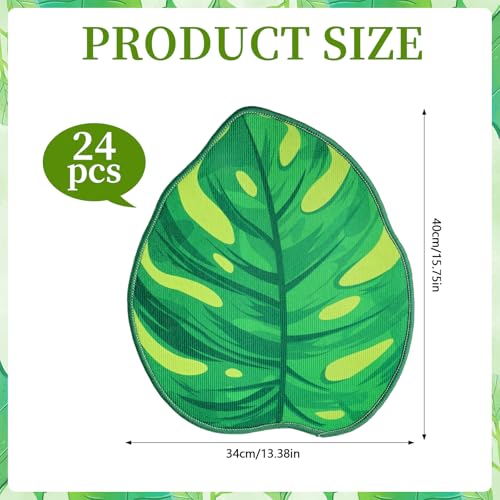 24 Pcs Green Leaf Carpet 16 Inch Leaf Shape Sitting Mat Sitting Floor Seats Non Slip Backing Classroom Rug Cushions Soft Mat for Preschool Elementary Daycares School Learning Playing Areas