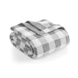 Snuggle Sac Buffalo Plaid Bedding Blanket Twin Size, Super Soft, Cozy Warm Knit Decorative Blankets, Reversible Plaid Fluffy Throws for Bed, Plaid Grey, 60x80 Inches