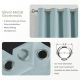 Melodieux 100% Blackout Curtains for Bedroom, Linen Textured Light Blue Black Out Curtains 84 Inch Long, Grommet Top Thermal Insulated Window Drapes for Living Room, 52" W x 84" L, 2 Panels