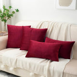 HWY 50 Burgundy Red Velvet Throw Pillow Covers 18x18 Inch, Pack of 2 Soft Cozy Solid Decorative Luxury Cushion Cases for Couch Sofa Bed Living Room Bedroom