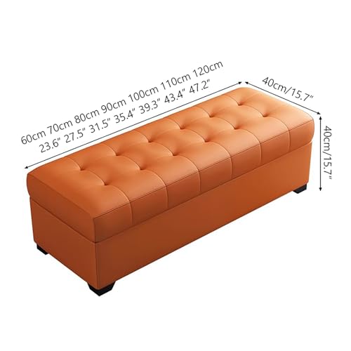 Green Faux Leather Storage Pouf - Quilted Footrest Ottoman with Hidden Compartment Rectangular Design for Living Room and Bedroom (24x16x16 Inches)