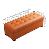 Green Faux Leather Storage Pouf - Quilted Footrest Ottoman with Hidden Compartment Rectangular Design for Living Room and Bedroom (24x16x16 Inches)