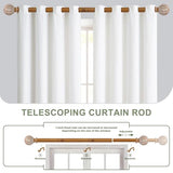 Wood Boho Curtain Rods for Windows:Wooden Farmhouse Decorative Curtain Rod for Bedroom Living Room,Heavy Duty Adjustable Rustic Bamboo Drapery Rods with Imitation Wood Grain Finials,Brown 36-88"