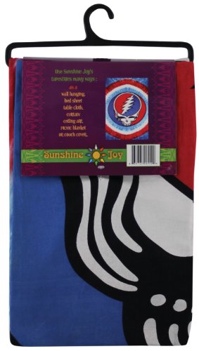 Sunshine Joy Grateful Dead Patriotic Steal Your Face Tie-Dye Tapestry Wall Art Beach Sheet Huge 60x90 Inches
