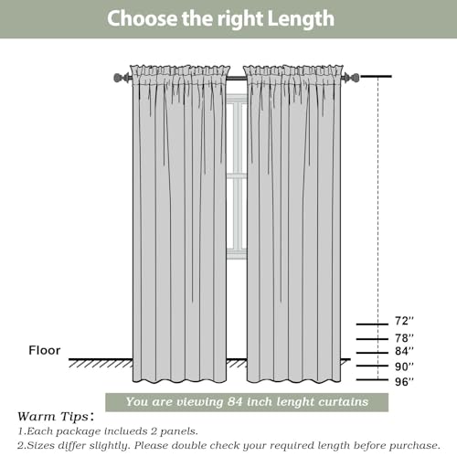 OWENIE White Sheer Curtains 84 inches Long 2 Panels Set, Sheer White Curtains for Living Room/Bedroom, Rod Pocket Voile Sheer Panel Drapes, 2pcs, Each 42" Width x 84" Long