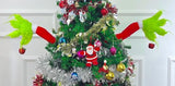 Christmas Elf Body Tree Decorations, Christmas Green Monster Stole Xmas Tree Topper, Pose-able Elf Stuffed Leg Arm and Head for Christmas Tree Decor Hanging Ornament (Arms, 27.6x7.8 inch)
