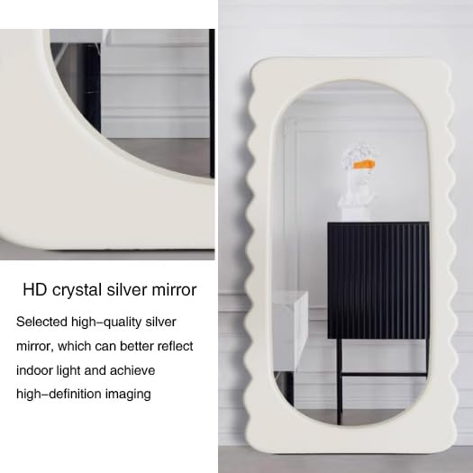 Full Length Mirror, Irregular Clouds Full Body Mirror, Wall Mounted Floor Mirror, Wooden Frame Leaning Hanging Wall Mirror for Bedroom Entrance B-90 * 180cm
