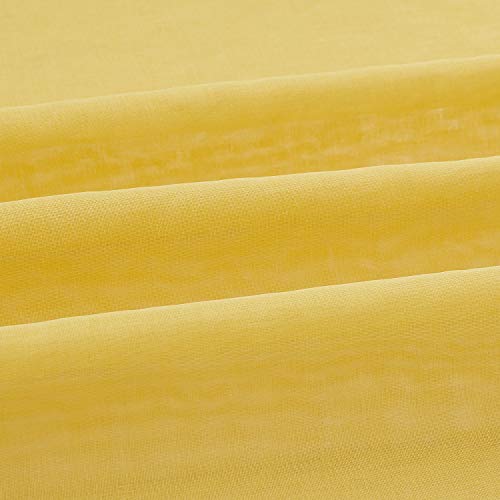 July Joy Semi Linen Look Sheer Curtains for Bedroom, Living Room Grommet Light Filtering Solid Voile Window Curtains, Set of 2 Panels (52 x 84 inch, Yellow)