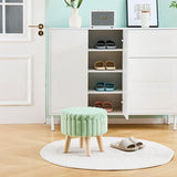 Wimarsbon Round Storage Ottoman,Footstool with Padded Seat and Wood Legs