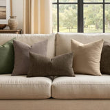 MIULEE Chocolate Brown Chenille Couch Lumbar Throw Pillow Covers, 12x20