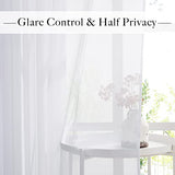 RYB HOME White Sheer Curtains 96 inches Long 4 Panels Set for Living Room, Light Filtering Voile Window Drapes with Grommet for Bedroom, W 54" x L 96"