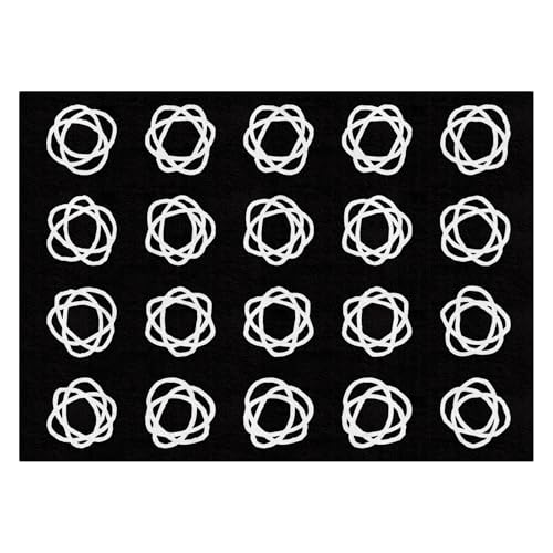 Large Classroom Rug, Black Classroom Seating Carpet with 20 White Circles Abstract for Preschool, 6×8.4ft Kids Circle Time Playroom Rug, Educational Area Rug for Daycare Elementary Playmat