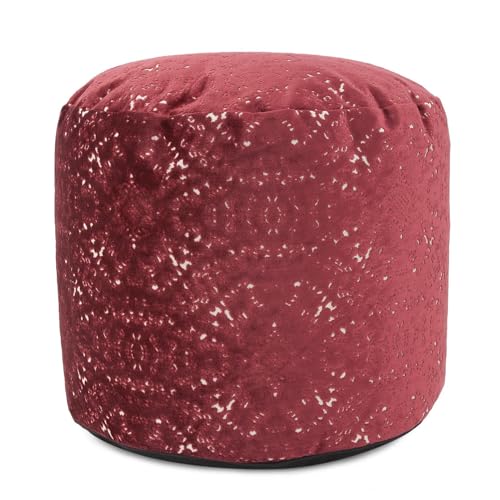 Howard Elliott Collection Round Tall Pouf Pisani Ruby