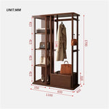 Decorative Full-Length Mirror Solid Wood Dressing Home Bedroom Floor-Standing Clothes Hanger Vertical Fitting with Integrated Coat Rack for Living Room
