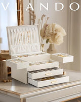 VLANDO 4 Layers Jewelry Box - Women Jewelry Box with Retractable Tray - Jewelry Organizer wit – alternate view