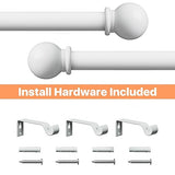 White Long Curtain Rod for Windows 66 to 120 Inch, Splicing 5/8" Heavy Duty Curtain Rod for Outdoor Patio, Sliding Glass Door, Adjustable Drapery Rod Set with Brackets, Matte White