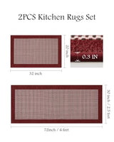 PADOOR Extra Large Kitchen Runner Rugs and Mats 2PCS, 2.5'x6'+20"x32",Red