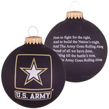 Christmas by Krebs 3 1/4" (80mm) Made in The USA Designer Seamless Patriotic Logo and Hymn Glass Christmas Ball Keepsake Ornament, Army