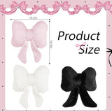 2Pack Soft Furry Bow Throw Pillows Cute Bowknot Plush Pillow Home Decor Stuffed Bow Lumbar Pillow for Bed Couch Living Room Decor (Pink)