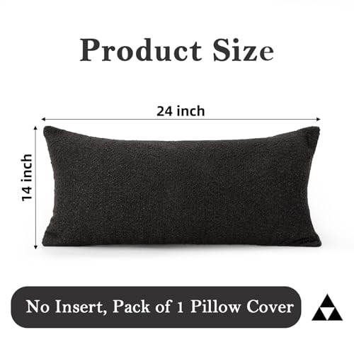 Boucle Lumbar Pillow Cover 14x24 inch Black