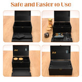 Large Bamboo Storage Box with Lock, Removable Wooden Tray, Airtight Rubber Seal Glass Jars, Decorative Lockable Wooden Organizer Box, Complete Accessories Gift Set
