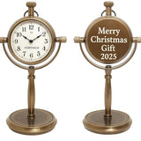 Personalized Merry Engraved Brass Table Clock ~ Vintage Double-Sided Desk Clock with Custom Message ~ Unique for Him, Her, Couple, or Family