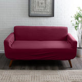 Home Details Stretch Pique Loveseat Slipcover Burgundy Color | Furniture Protector | 2 Cushion Couch Cover