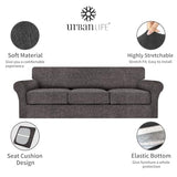 URBANLIFE Stretch Sofa Covers & Loveseat Couch Covers for 3 Cushion Sofa with 2 Cushion Sofa for Living Room Slipcover Set, Charcoal Gray