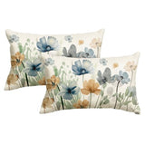 AVOIN colorlife Poppy Chinoiserie Flowers Pillow Covers 12x20 Inch Set of 2
