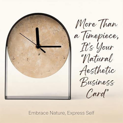Natural Travertine Stone Wabi-Sabi Style Decorative Minimalist Desktop Clock