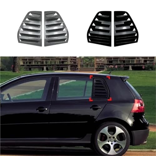 A Pair Rear Window Louver Shutter Compatible with VW Golf 5 5 Golf MK5 Side Air Vents Shutter Cover Trim Exterior Accessories(Piano Black)