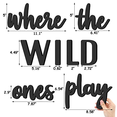 Xylolfsty Playroom Wall Decor, Where The Wild Ones Play Sign - Wooden Wall Art for Boys & Girls Toy Room, Toddler Nursery, Bedroom - 8 pcs