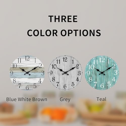 Wall Clock, Silent Non Ticking Wall Clocks Battery Operated, Rustic Wooden Clocks Decorative for Kitchen, Bathroom, Bedroom, Living Room, (8 Inch)