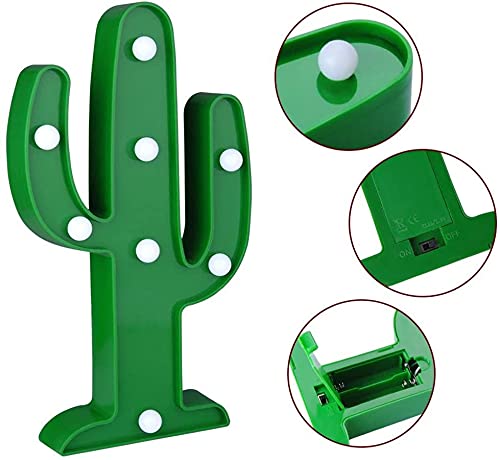 YiaMia LED Night Light LED Cactus Light Table Lamp Light for Kids' Room Bedroom Gift Party Home Decorations Green