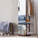 Decorative Full-Length Dressing Mirror, Bedroom Rotating Floor, Multi-Functional Solid Wood Storage Fitting for Living Room