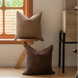 LANANAS Neutral Couch Throw Pillow Covers 18x18 Inch Set of 4 Decorative Farmhouse Boho Throw Pillows for Living Room, Couch, Bed, Sofa Soft Corduroy Accent Home Decor (Neutral Brown, 18x18 Inch)