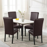 SearchI Waterproof PU Leather Dining Chair Covers Set of 6, Stretch Oilproof Parsons Chair Slipcovers Removable Washable Kitchen Chair Protector for Dining Room (Deep Brown)