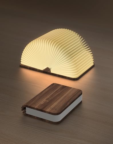 4.7 Inch Wooden Book Lamp, Book Lovers Gifts,Teacher Appreciation Gifts for Women, Folding Book Light, LED Ambient Lighting, Magnetic Mood Lighting for Home&Library Decor (Walnut)
