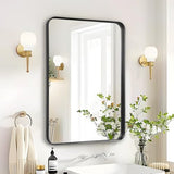 Bathroom Mirror Over Sink - 24x36 Inch Black Rectangle Framed Matte Mirror for Bathroom, Rectangular Alumium Frame Mirrors Wall Mounted for Restroom, Farmhouse, Entryway, Hallway
