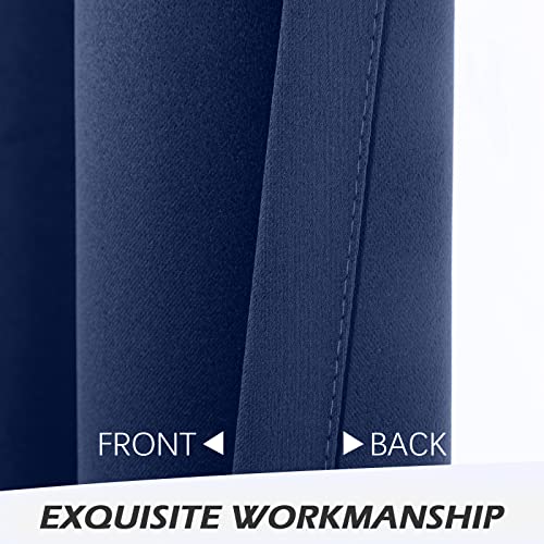 MYSKY HOME Navy Blue Curtains 84 Inches Long Blackout Curtains for Living Room Bedroom Blue Curtain Grommet Window Drapes Privacy Protect Room Darkening Single Panel Curtain, 52 x 84 Inch