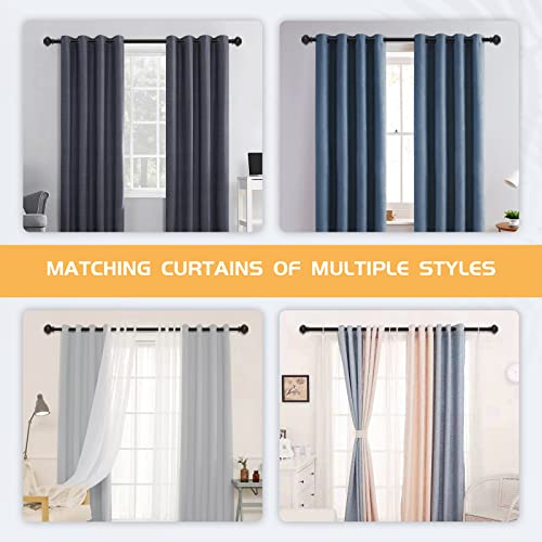 1 Inch Black Curtain Rods for Windows, Heavy Duty, 72 to 144 Inch, Standard Decorative Window Curtain Rod Set with Brackets for Bathroom, Kitchen, Bedroom, Black