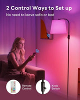 LED Arc Floor Lamp for Living Room, 65" with Magnetic Remote, RGB Color-Changing, 1600K Amber & 4000K Daylight, 0.1%-100% Dimmable, 1200lm, 350° Swivel Woven Linen Shade, Sofa & Reading Lamp