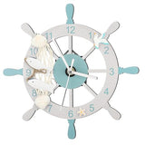 Liliaafar Coastal Beach Wall Clock 10 Inch Wooden Nautical Beach Boat Ship Steering Wheel Wall Clock Battery Operated Shell Fish Nautical Decorations for Home Kitchen Living Room Office Bedroom