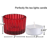 Ribbed Red Tealight Candle Holder for Christmas Valentine Decorations