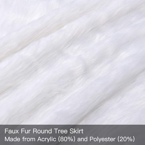 YEAHOME Christmas Tree Skirt, 48 Inch White Soft Faux Fur Tree Skirts Plush Christmas Decorations, White Ornaments Christmas Tree Skirts Xmas Decorations Indoor Holiday Party Decor