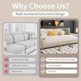 Geometric Jacquard Plush Warm Sofa Couch Cover, Soft Funny Fuzzy Couch Covers, Non Slip Sectional Sofa Slipcover, Cozy Washable Furniture Protector for Kids, Pets (Beige White, 28"x 28")