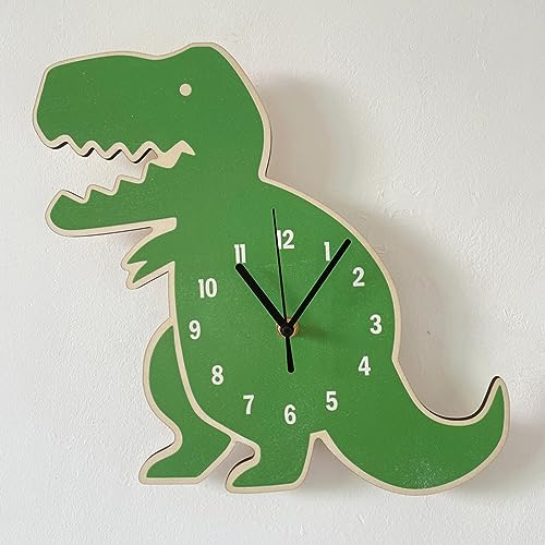 Cartoon Dinosaur Wall Clock Silents Decal Hangings Clock Decoration Living Rooms Playrooms Kid Bedroom