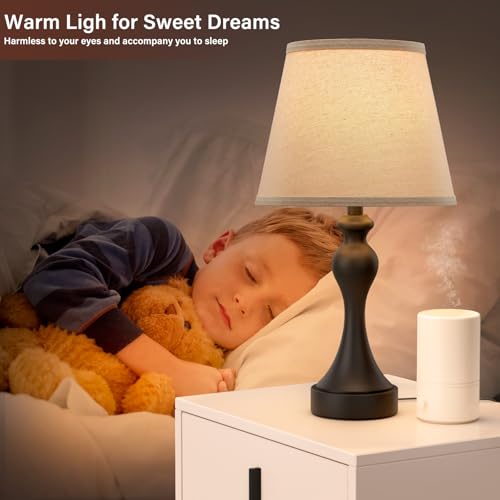 Seealle Touch Lamps for Nightstand - Bedside Lamps Set of 2, 3 Way Dimmable, USB C+A for Bedroom & End Tables (LED Bulbs Included)